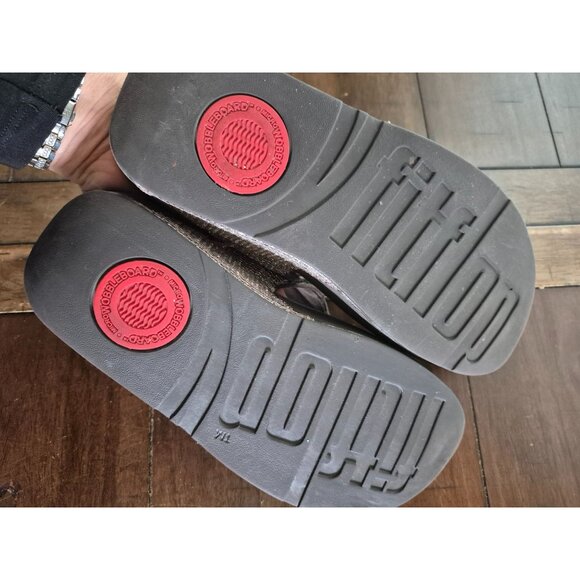 Fitflop Womens US 7 Glittery Brown Orthopedic Sandals - Picture 3 of 4